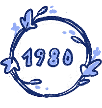Illustration d'une couronne de brins et de feuilles entourant le nombre 1980