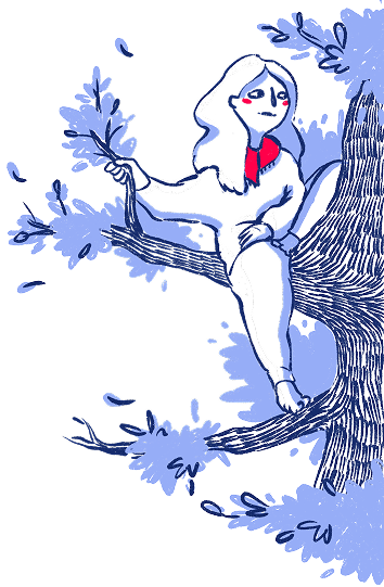 Une femme dans les branches dans un arbre
